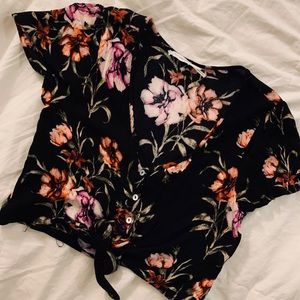floral tie crop top